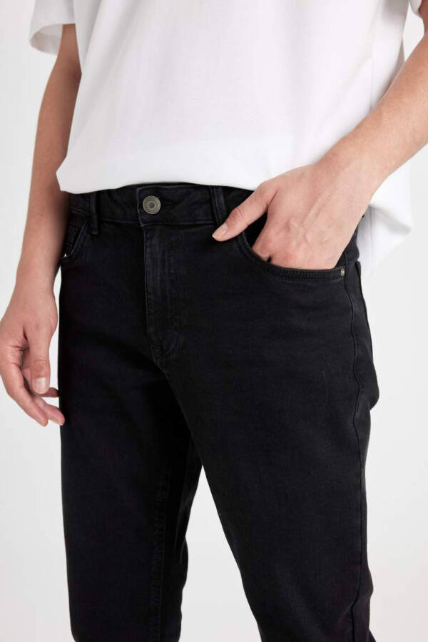 Carlo Skinny Fit Ekstra Dar Kalıp Normal Bel Ekstra Dar Paça Jean Pantolon Siyah - 5