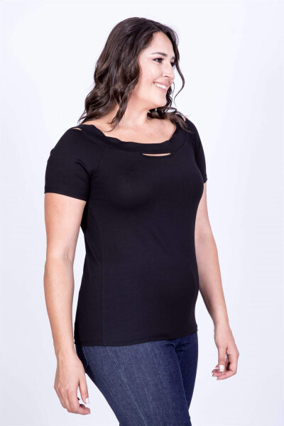 Carmen Collar T-Shirt with Slit - 2