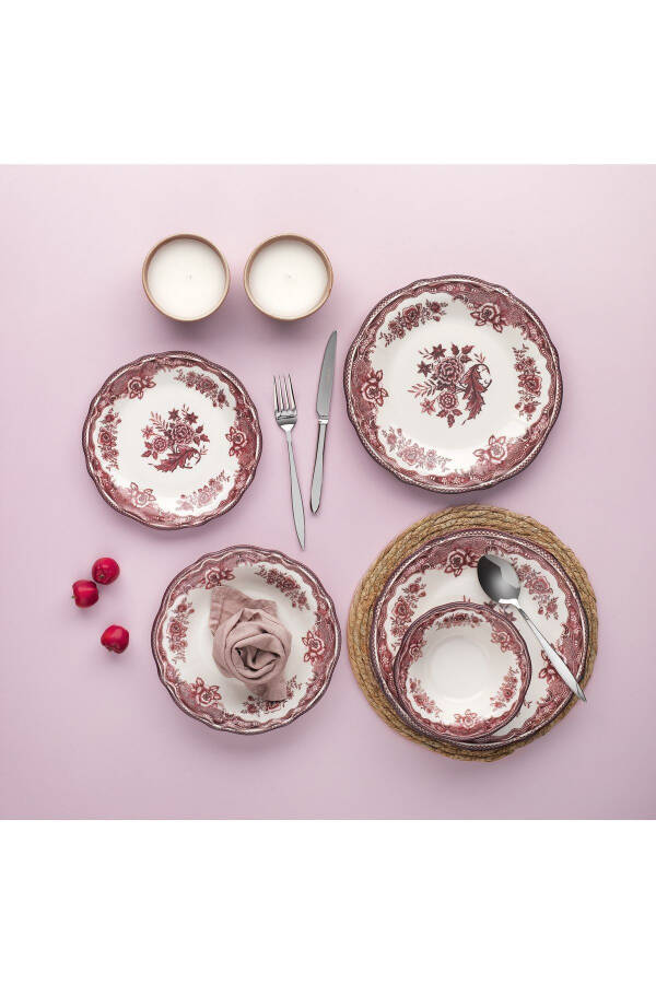 Carna 24-Piece Dinner Set - Burgundy - 1