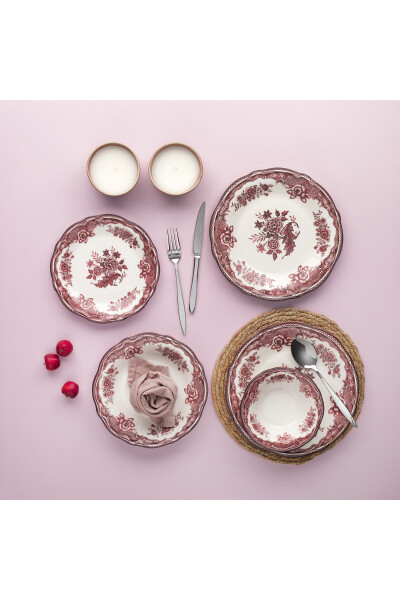 Carna 24-Piece Dinner Set - Burgundy - 6