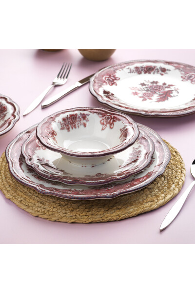 Carna 24-Piece Dinner Set - Burgundy - 8