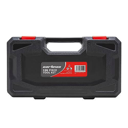 CARTMAN Tool Set General Household Hand Tool Kit with Plastic Toolbox Storage Case Red & Black - 6