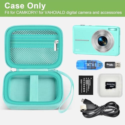 Case Compatible with VAHOIALD FHD 1080P Digital Camera/for CAMKORY Digital Point and Shoot/for KODAK PIXPRO FZ45-BK 16MP Vlogging/for IWEUKJLO/for Nsoela, Holder for SD Card More (Green) - 2