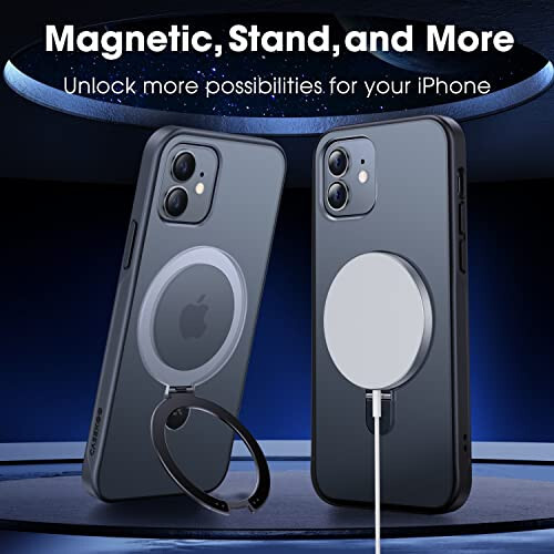 CASEKOO iPhone 12 Pro / iPhone 12 Kılıfı, Manyetik Görünmez Standlı - 6