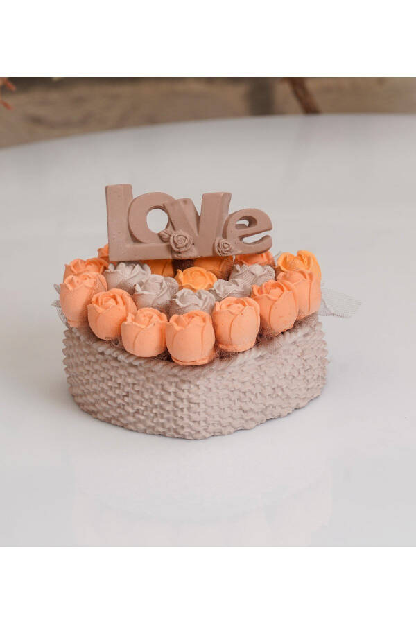 Cast Heart Pot with Love Inscription, Salmon Scented Stone Flower Arrangement Birthday Gift - 1