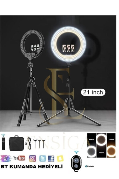 Cast Iron Stand 21 Inch Ring Light Remote Controlled Led 54cm Influencer Hairdresser Makeup Light with Bag - 2