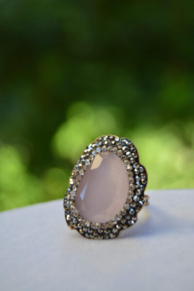 Cat Eye Light Pink Adjustable Ring - 2