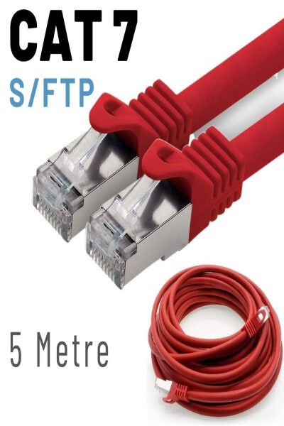 Cat7 S/ftp Lszh Ethernet Ağ Lan Kablosu Kırmızı 5 Metre - 1