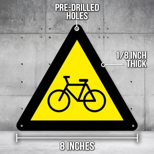 Caution Bike Lane Cyclist Warning Sign - 8 Inch Triangle PVC Safety Sign - Premium PVC Sign For Workplace Warehouse Jobsite OSHA Regulation - Weather Proof Fade Resistant - Made In USA - PVC0026 - 2