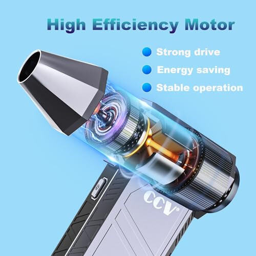 CCV Compressed Air Duster - 150000RPM Electric Air Duster for Cleaning Keyboard&PC 3 Gears Adjustable Rechargeable Cordless Jet Dry Blower Air Blower for Car and Home (F33-Pearl Blue) - 2