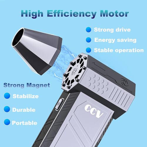 CCV Compressed Air Duster - 150000RPM Electric Air Duster for Cleaning Keyboard&PC 3 Gears Adjustable Rechargeable Cordless Jet Dry Blower Air Blower for Car and Home (F33-Pearl Blue) - 6