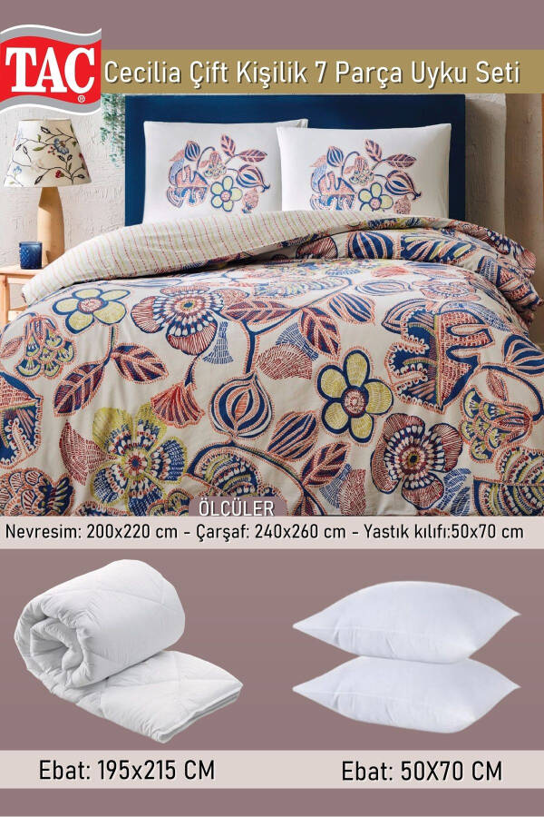 Cecilia Double Bed Sleeping Set Blue - Duvet Cover + Comforter + Pillow + Pillowcase - 2