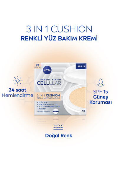 Cellular Expert Finish 3-da-1 Krem Rangli O'rta Ton Yuzni Parvarish Krem 15ml, Gialuron va Kollagen - 8