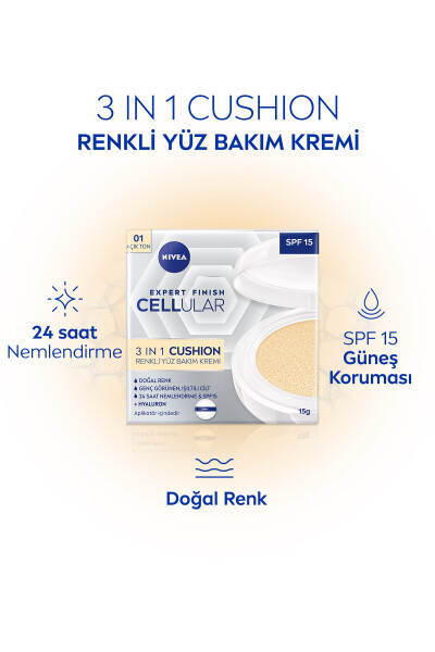 Cellular Expert Finish 3'ü 1 Arada Krem Rengi Açık Ton Yüz Bakım Kremi 15ml, Hyaluron ve Kolajen - 7