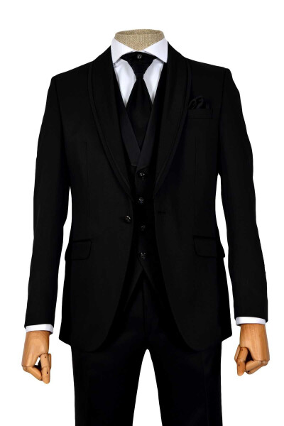 Cengiz Inler Embroidered Double Stripe Shawl Collar Single Button Groom Suit - 1