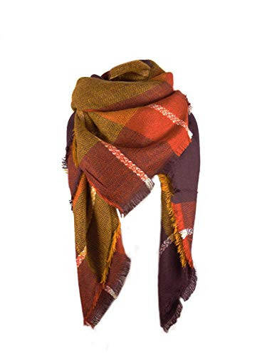 Century Star Womens Winter Scarf Fall Plaid Scarf Knit Oversized Large Triangle Scarf for Women Warm Shawl Wrap - 2