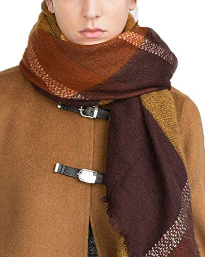 Century Star Womens Winter Scarf Fall Plaid Scarf Knit Oversized Large Triangle Scarf for Women Warm Shawl Wrap - 3