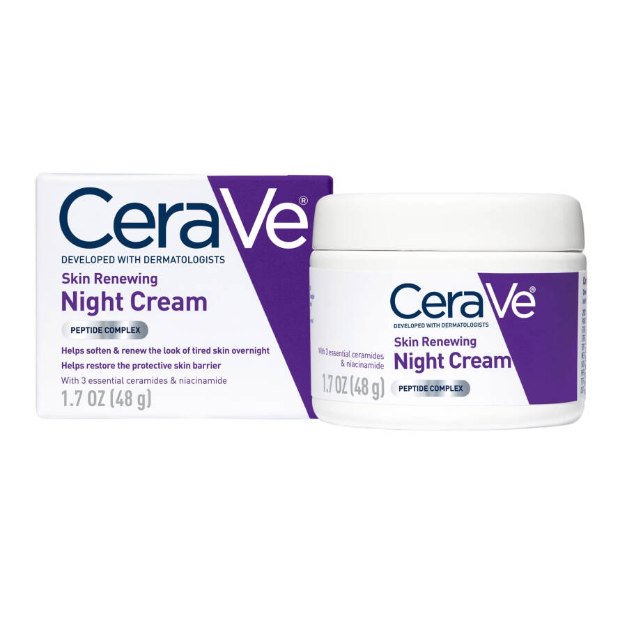 CeraVe Skin Renewing Face Night Cream bilan Peptid Kompleksi va Hyaluronik Kislota bilan Barcha Teri Turlari Uchun, 1.7 untsiya - 1