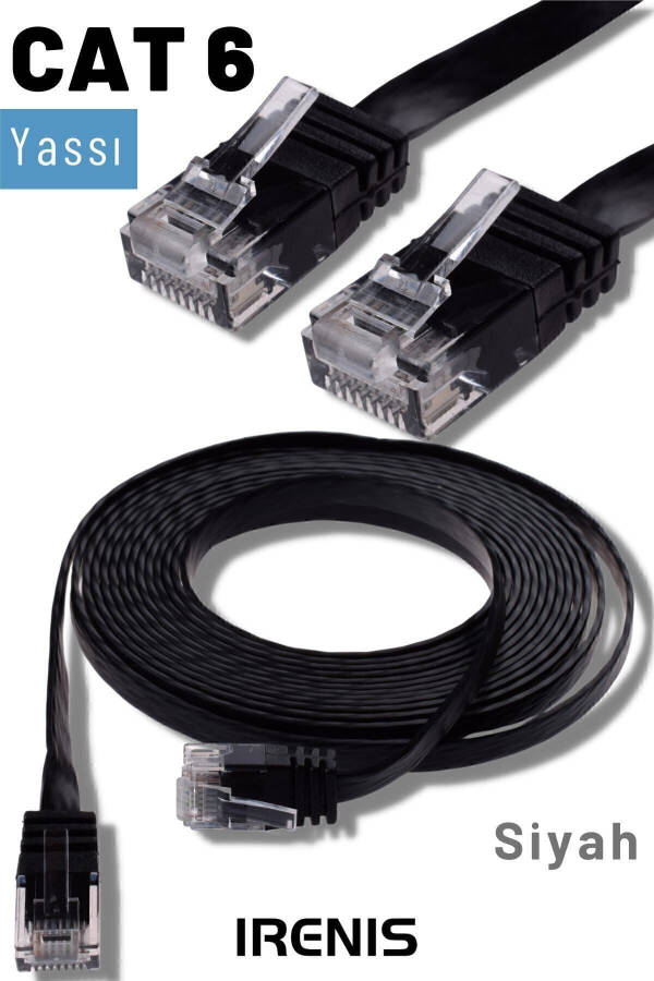 Черный плоский Ethernet-кабель Cat6 (сетевой) 15 метров - 2