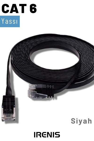 Черный плоский Ethernet-кабель Cat6 (сетевой) 15 метров - 3