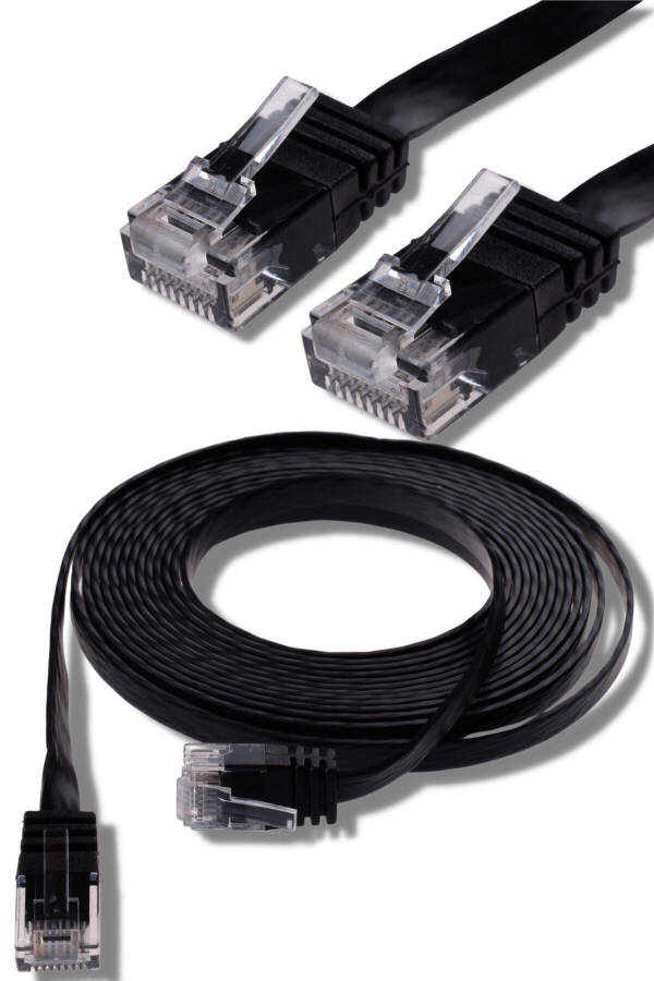 Черный плоский Ethernet-кабель Cat6 (сетевой) 15 метров - 5