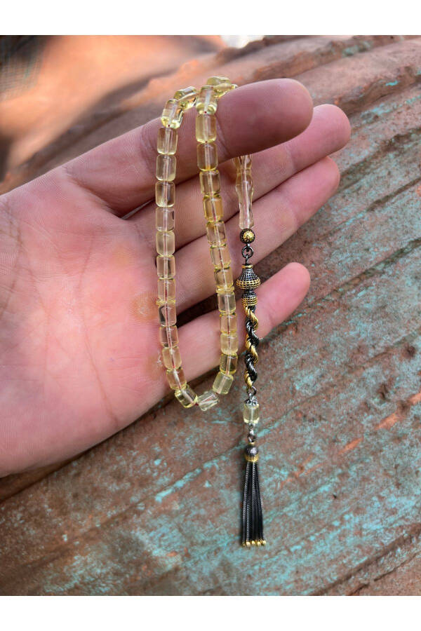 Certified transparent rock drop amber-silver tassel design - 2