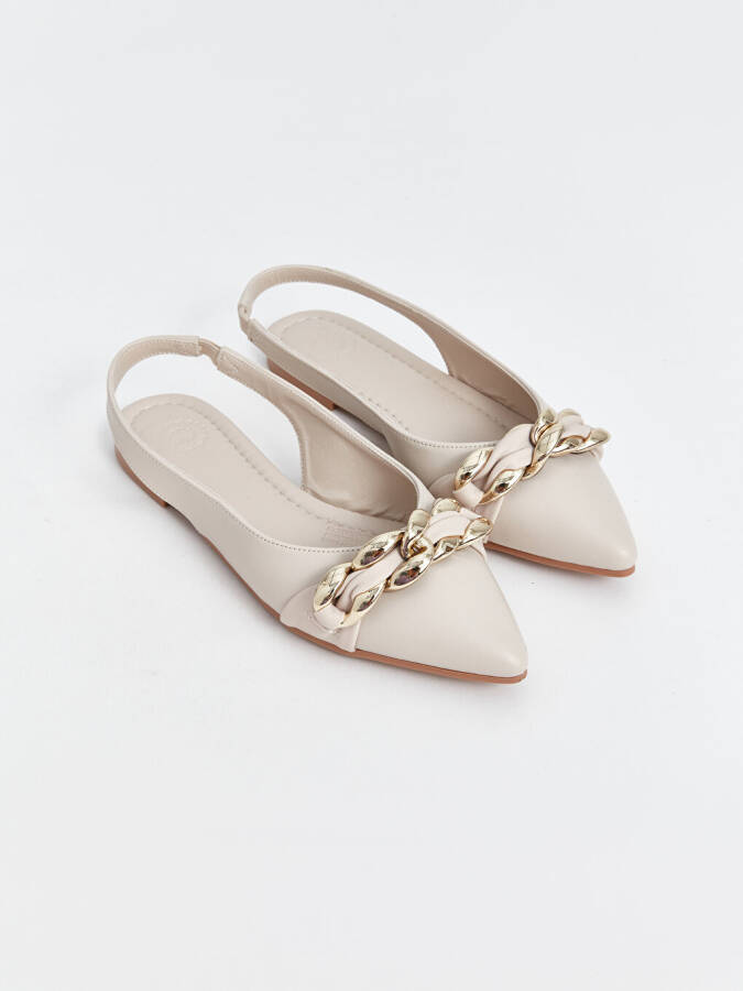 Chain Detail Pointed Toe Women Ballerina - 1