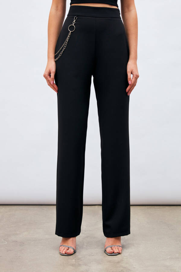 Chain Detail Trousers - Black - 14