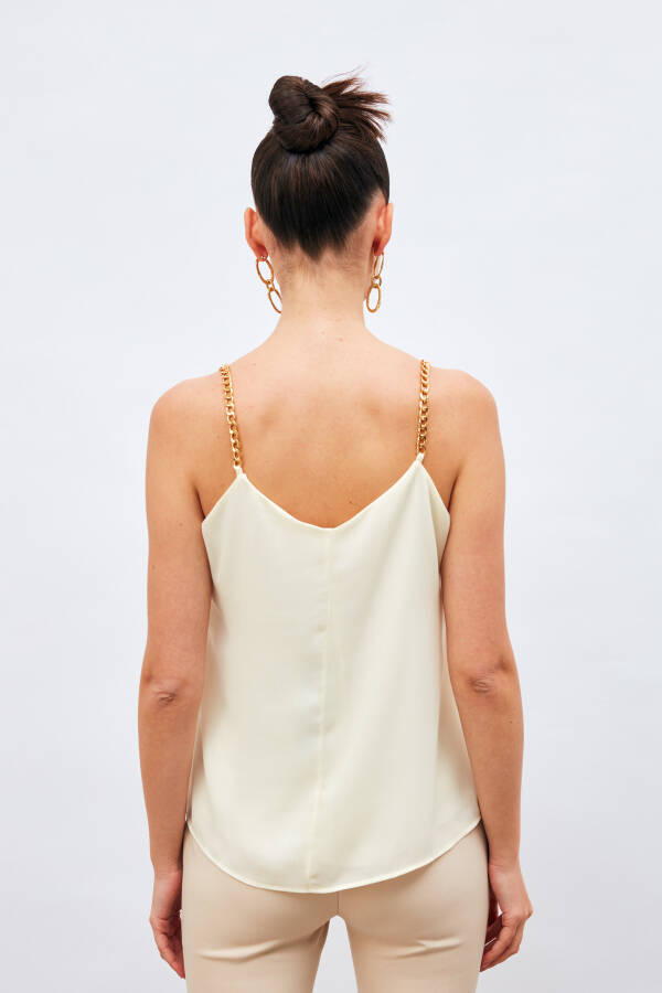 Chain Strap Loose Blouse - Cream - 12