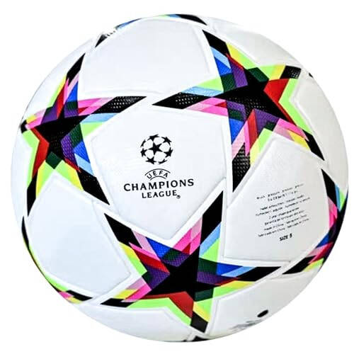 Champions League Soccer Balls Size 5,Unisex Training Football Soccer Ball Birthday Gift Soccer Ball Colorful Five-Pointed Star - 18