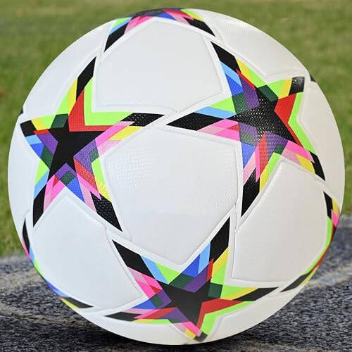 Champions League Soccer Balls Size 5,Unisex Training Football Soccer Ball Birthday Gift Soccer Ball Colorful Five-Pointed Star - 19