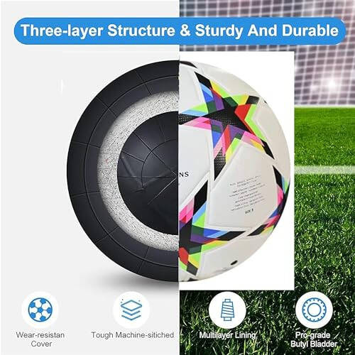 Champions League Soccer Balls Size 5,Unisex Training Football Soccer Ball Birthday Gift Soccer Ball Colorful Five-Pointed Star - 23