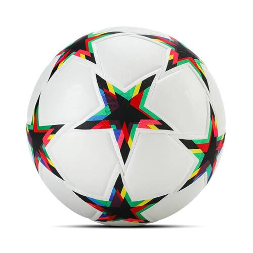 Champions League Soccer Balls Size 5,Unisex Training Football Soccer Ball Birthday Gift Soccer Ball Colorful Five-Pointed Star - 1