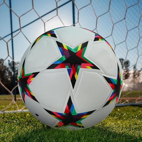 Champions League Soccer Balls Size 5,Unisex Training Football Soccer Ball Birthday Gift Soccer Ball Colorful Five-Pointed Star - 2