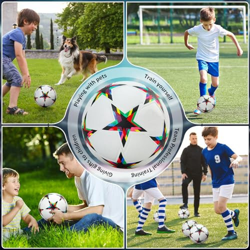 Champions League Soccer Balls Size 5,Unisex Training Football Soccer Ball Birthday Gift Soccer Ball Colorful Five-Pointed Star - 5