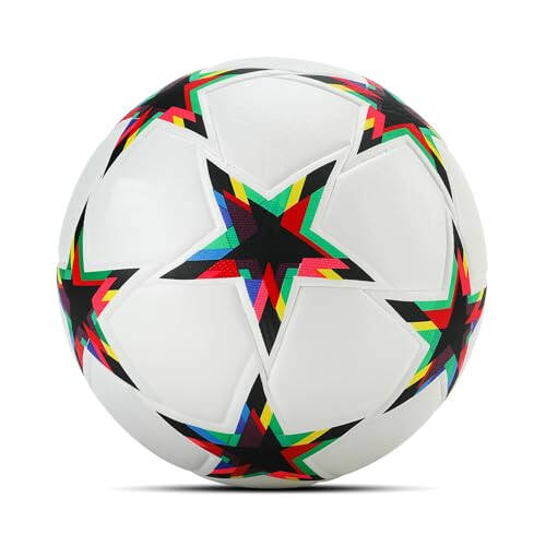 Champions League Soccer Balls Size 5,Unisex Training Football Soccer Ball Birthday Gift Soccer Ball Colorful Five-Pointed Star - 7