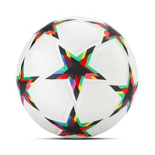 Champions League Soccer Balls Size 5,Unisex Training Football Soccer Ball Birthday Gift Soccer Ball Colorful Five-Pointed Star - 6