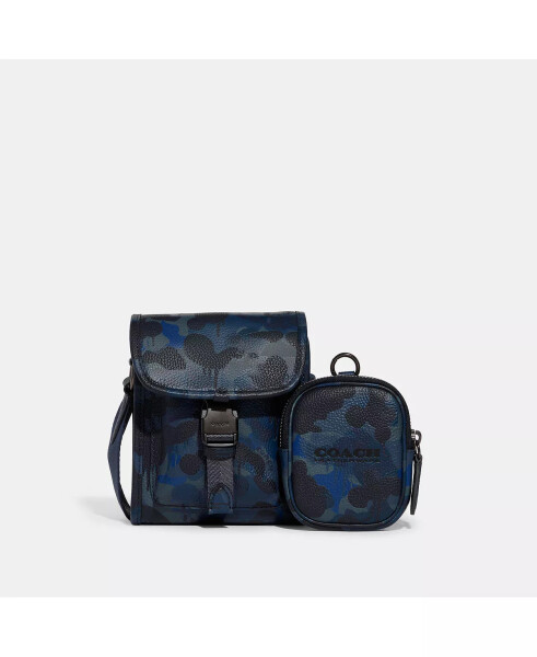 Charter North South Hybrid in Camo Print Leather Crossbody Bag Blue, Midnight Navy - 1