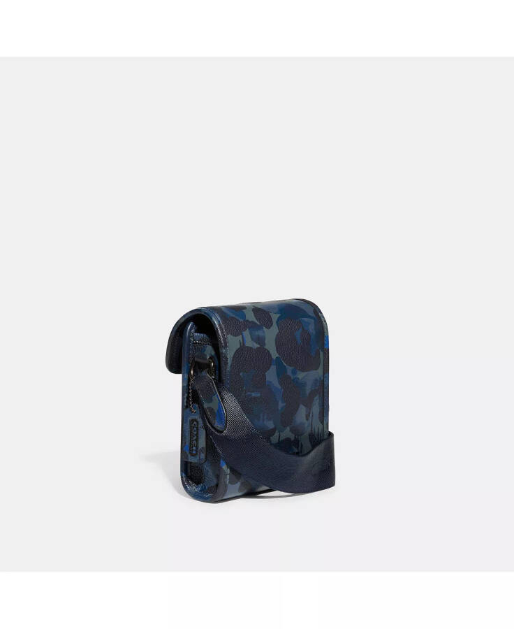 Charter North South Hybrid in Camo Print Leather Crossbody Bag Blue, Midnight Navy - 2