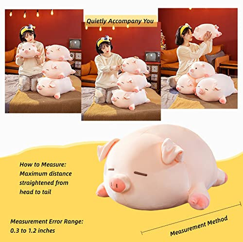 CHDGIOHA Sevimli Kawaii Domuz Peluş Yastıklar Peluş Hayvan Kucaklama Yastığı, Yumuşak Domuz Peluş Kucaklama Oyuncakları, Kız Arkadaşlar İçin Doğum Günü Hediyeleri… (Şaşkın, 15.7in) - 2