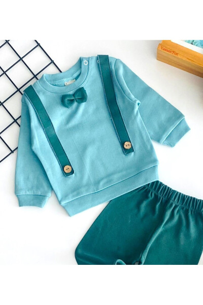 Cheerful Babies Bowknot Faux Pants Strappy Seasonal Set Green - 2