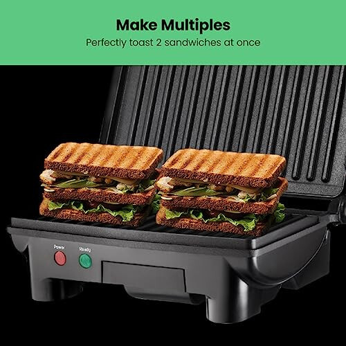 Chefman Electric Panini Press Grill and Gourmet Sandwich Maker w/ Non-Stick Coated Plates, Opens 180 Degrees to Fit Any Type or Size Food, Dishwasher Safe Removable Drip Tray, Stainless Steel/Black - 5