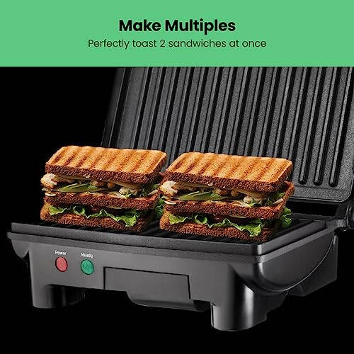 Chefman Electric Panini Press Grill and Gourmet Sandwich Maker w/ Non-Stick Coated Plates, Opens 180 Degrees to Fit Any Type or Size Food, Dishwasher Safe Removable Drip Tray, Stainless Steel/Black - 5