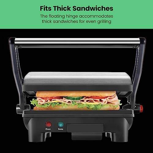 Chefman Elektrik Panini Press Grill va Gourmet Sandwich Maker, Non-Stick Coated Plates, Opens 180 Degrees to Fit Any Type or Size Food, Dishwasher Safe Removable Drip Tray, Stainless Steel/Black - 6