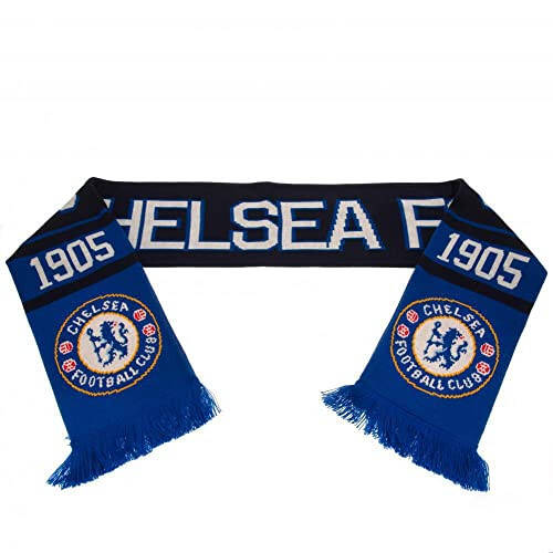 CHELSEA FC Official Blue Black White Jacquard Scarf NR Knit 1905, 5ft long - 6