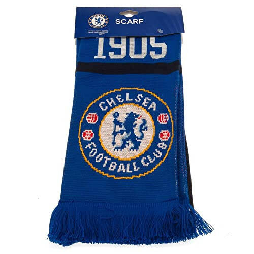 CHELSEA FC Official Blue Black White Jacquard Scarf NR Knit 1905, 5ft long - 7