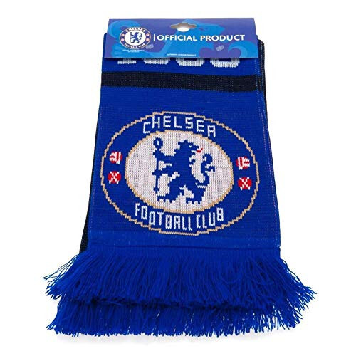 CHELSEA FC Official Blue Black White Jacquard Scarf NR Knit 1905, 5ft long - 2