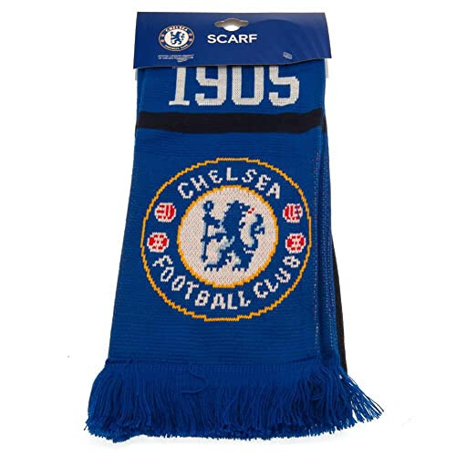 CHELSEA FC Rasmiy Ko'k Qora Oq Jakkard Sharfi NR To'qish 1905, 5 fut uzunlikda - 7