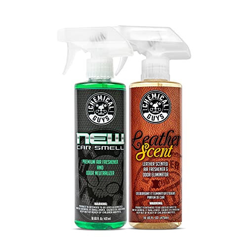 Chemical Guys AIR_300 New Car Scent and Leather Scent Combo Pack, Great for Cars, Trucks, SUVs, RVs & More, 16 fl oz (2 Items) - 1