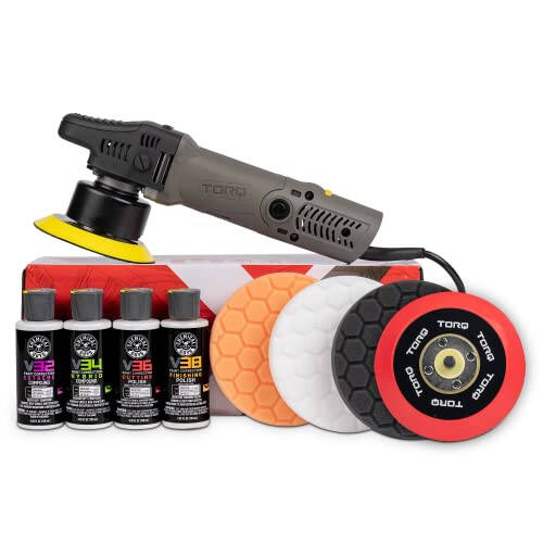 Chemical Guys BUF_503X TORQX Random Orbital Polisher, Pads, Polishes & Compounds Kit (Safe for Cars, Trucks, SUVs, & More) 700W, Orbit 8mm - 9 Items - 1